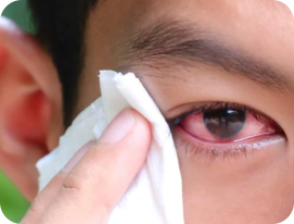 男患者眼睛紅腫為眼臉炎症狀表現
