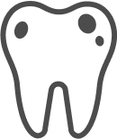 牙齒出現黑色
或棕色斑點