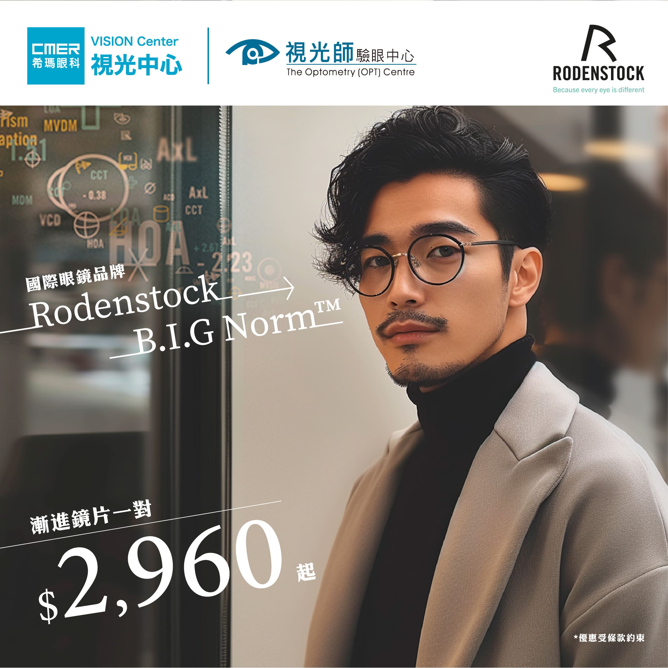 國際眼鏡品牌Rodenstock B.I.G Norm™漸進鏡片一對$2,960起
